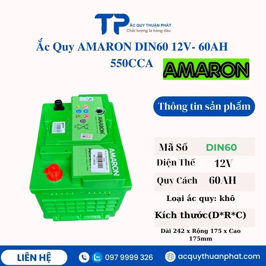 Ắc Quy AMARON DIN60 12V - 60AH 550CCA