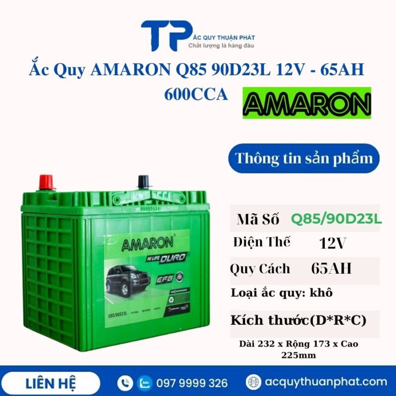 Ắc Quy AMARON Q85 90D23L 12V - 65AH 600CCA