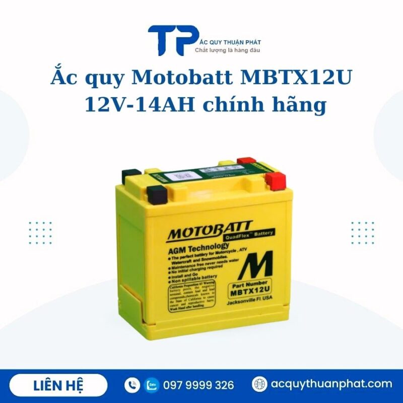 Ắc quy Motobatt MBTX12U 12V - 14AH chính hãng