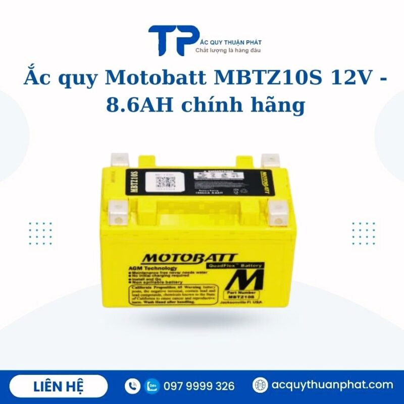 Ắc quy Motobatt MBTZ10S 12V - 8.6AH chính hãng