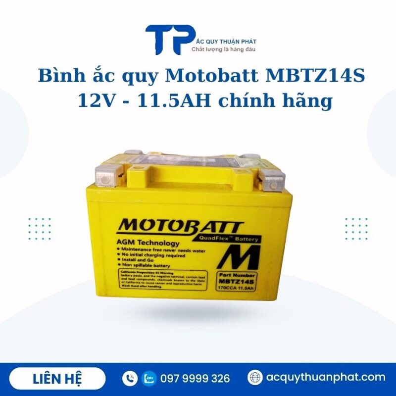 Bình ắc quy Motobatt MBTZ14S 12V - 11.5AH chính hãng