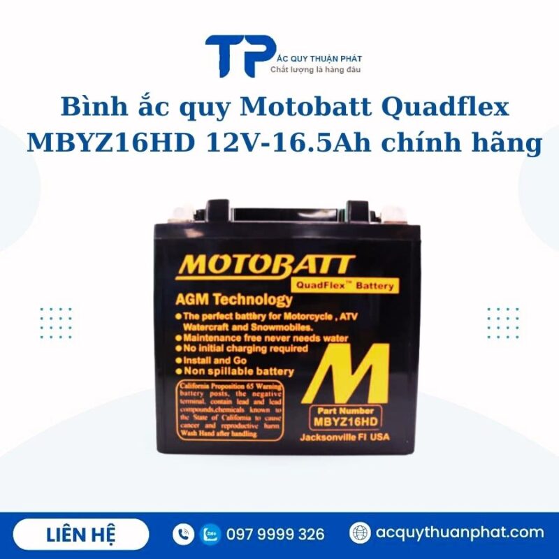 Bình ắc quy Motobatt Quadflex MBYZ16HD 12V - 16.5AH chính hãng
