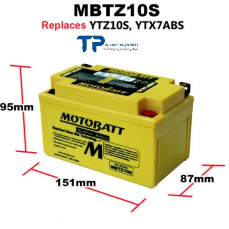 Thông số kỹ thuật ắc quy motobatt MBTZ10S 12V - 8.6AH