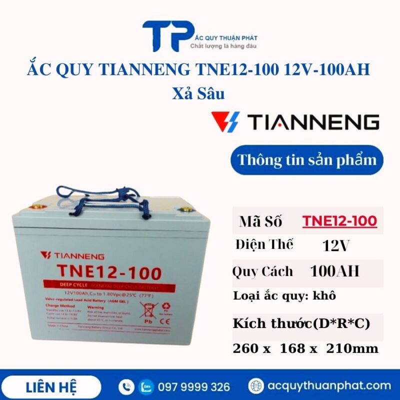 Ắc Quy Tianneng TNE12-100 12V - 100AH xả sâu