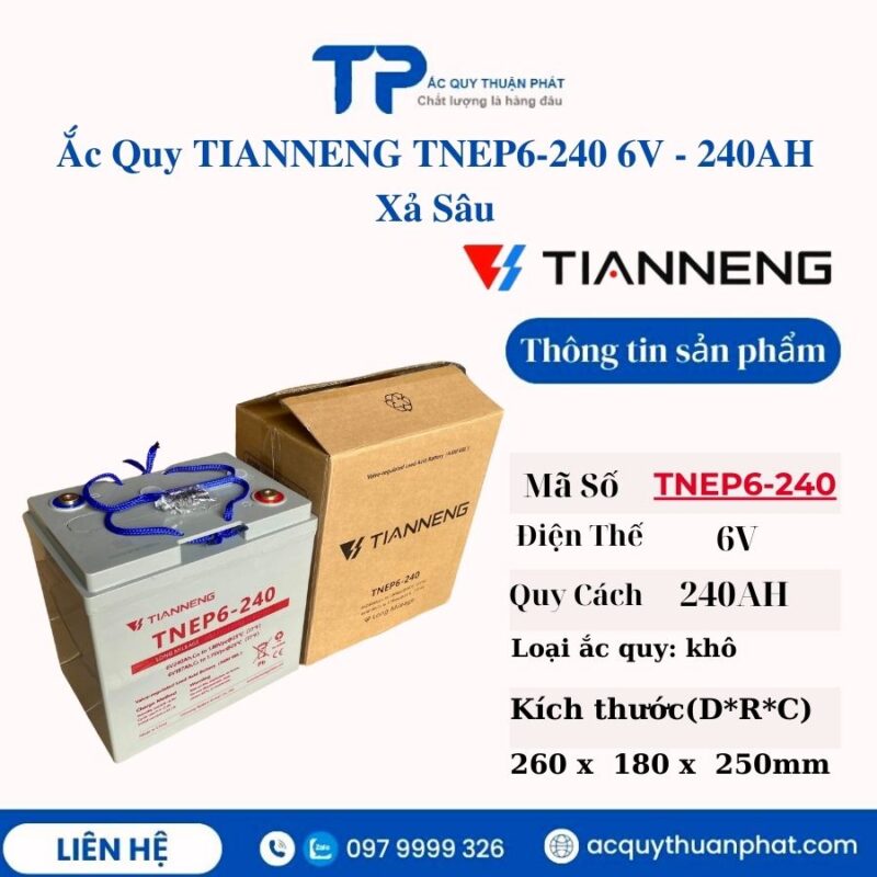 Ắc Quy Tianneng TNEP6 6V - 240AH Xả Sâu