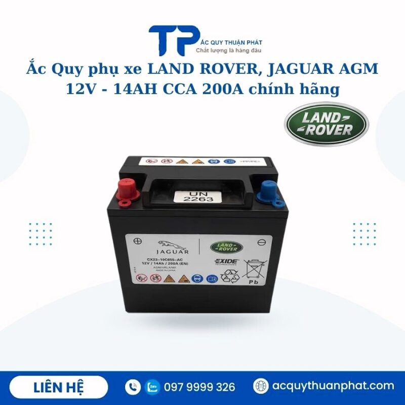 Ắc Quy Phụ xe Land Rover Jaguar AGM 12V - 14AH CCA 200A chính hãng