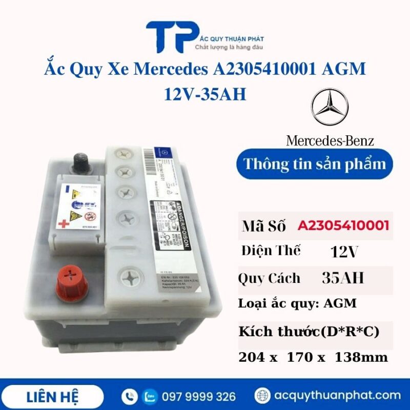 Ắc Quy Xe Mercedes A2305410001 AGM 12V - 35AH giá tốt