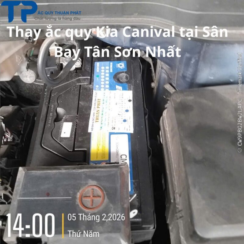 Thay ắc quy Kia Canival tại Sân Bay Tân Sơn Nhất