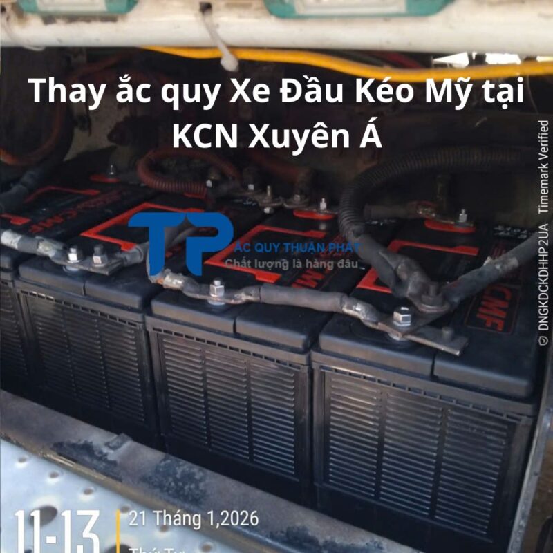 Thay ắc quy Xe Đầu Kéo Mỹ tại KCN Xuyên Á