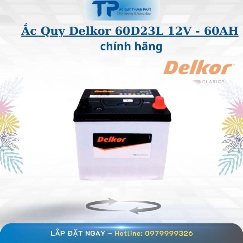 Ắc Quy Delkor 60D23L 12V-60Ah Chính Hãng