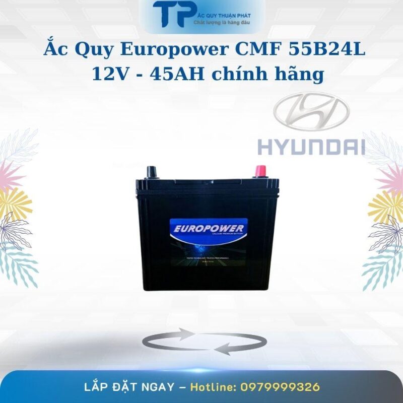Ắc Quy Europower CMF 55B24L 12V-45Ah Chính Hãng