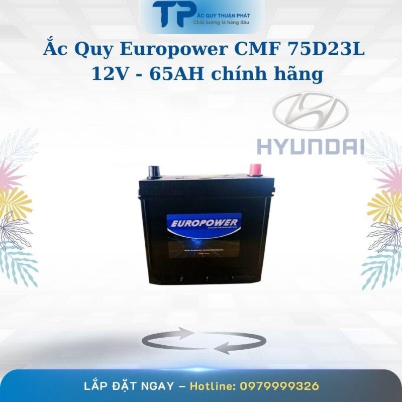 Ắc Quy Europower CMF 75D23L 12V-65Ah Chính Hãng