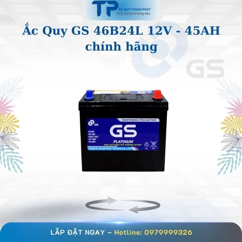 Ắc Quy GS 46B24L 12V-45Ah Chính Hãng