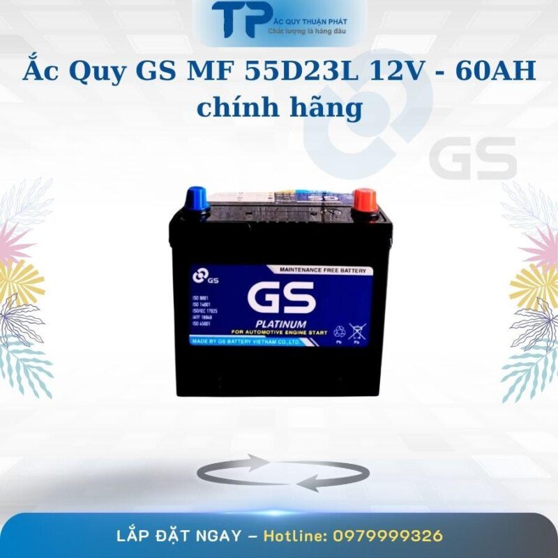 Ắc Quy GS MF 55D23L 12V-60Ah Chính Hãng
