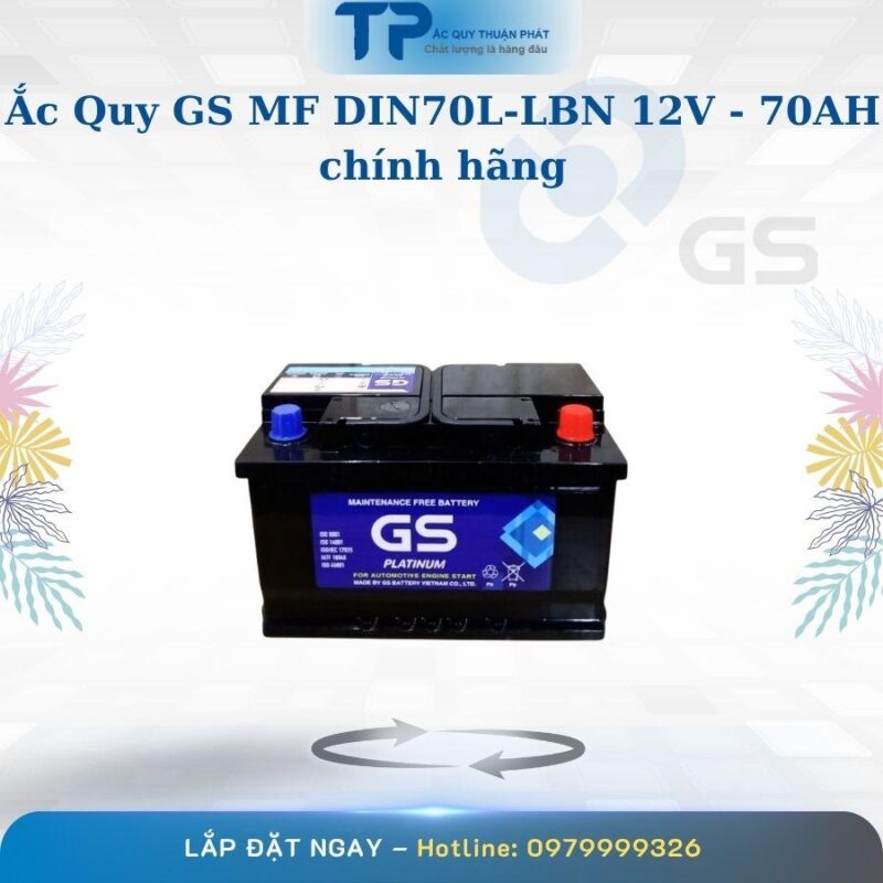 Ắc Quy GS MF DIN70L-LBN 12V-70Ah Chính Hãng