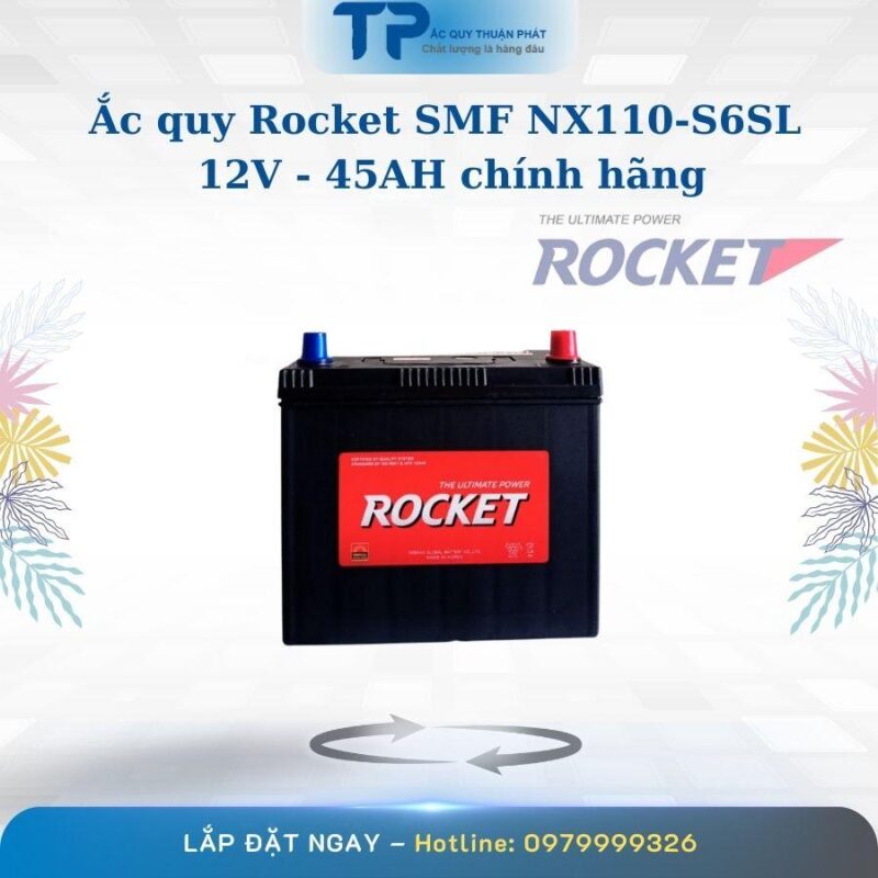 Ắc Quy Rocket SMF NX110 S6SL 12V-45Ah Chính Hãng