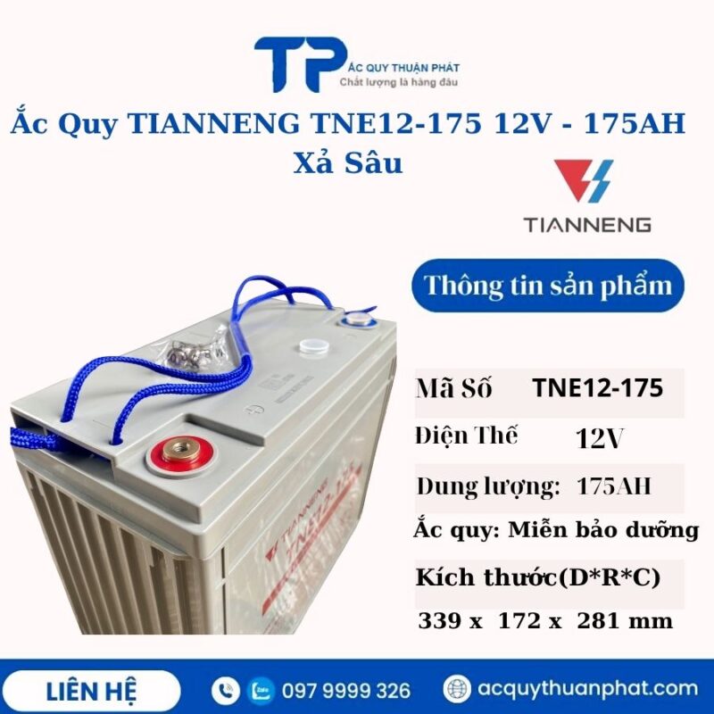 Ắc Quy Tianneng TNE12-175 12V - 175AH xả sâu