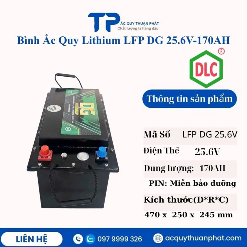 Bình ắc quy Lithium LFP DG 25.6V - 170AH chính hãng