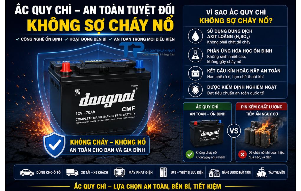Ắc Quy Chì an toàn tuyệt đối không sợ cháy nổ