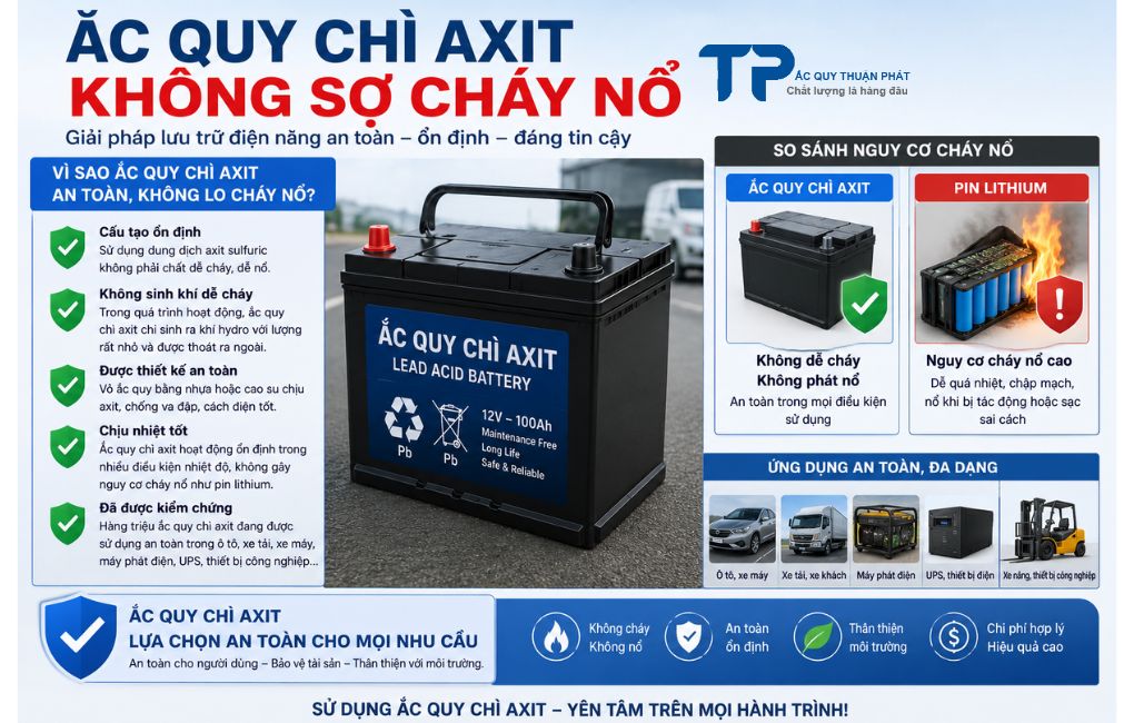 Ắc Quy Chì Axit không sợ cháy nổ