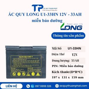 Ắc Quy Long U1-33HN 12V - 33AH miễn bảo dưỡng