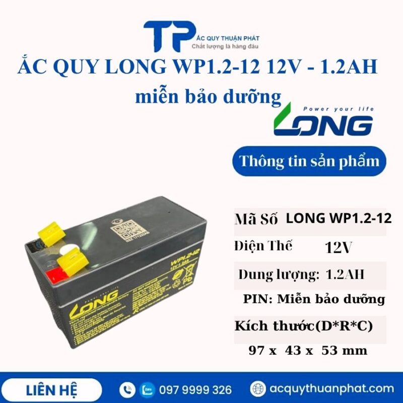 Ắc Quy Long WP1.2-12 12V - 1.2AH miễn bảo dưỡng