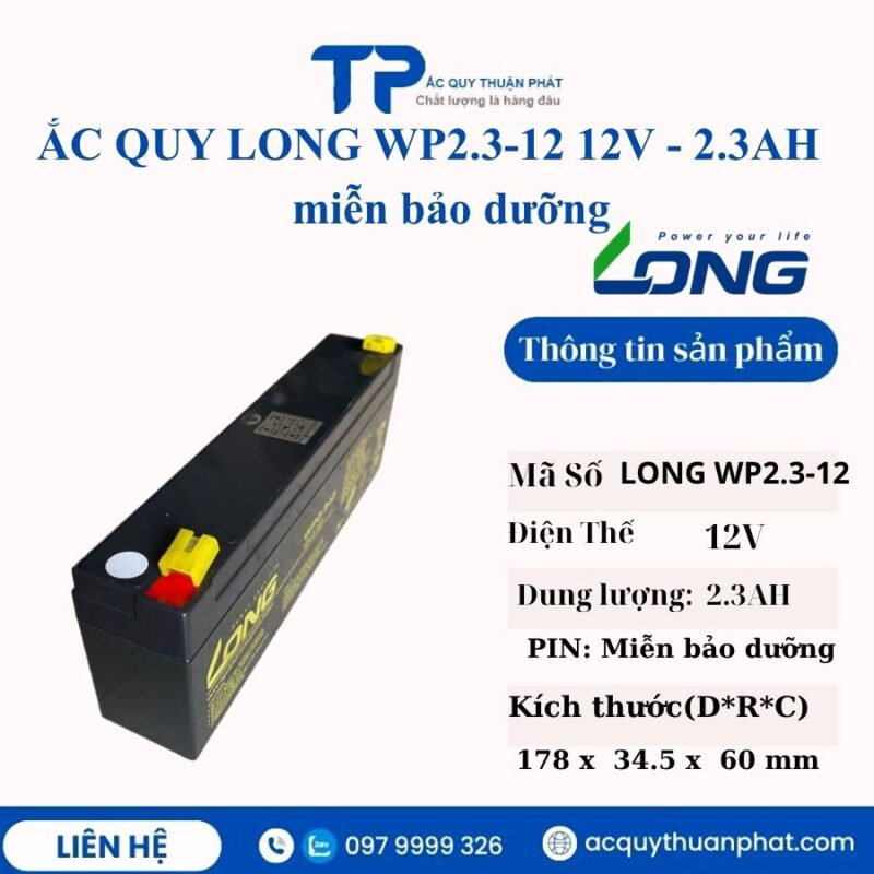 Ắc Quy Long WP2.3-12 12V - 2.3AH miễn bảo dưỡng