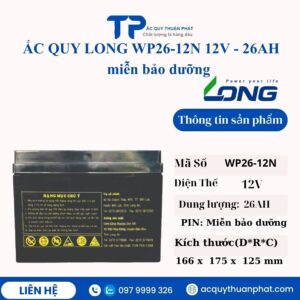 Ắc Quy Long WP26-12N 12V - 26AH miễn bảo dưỡng