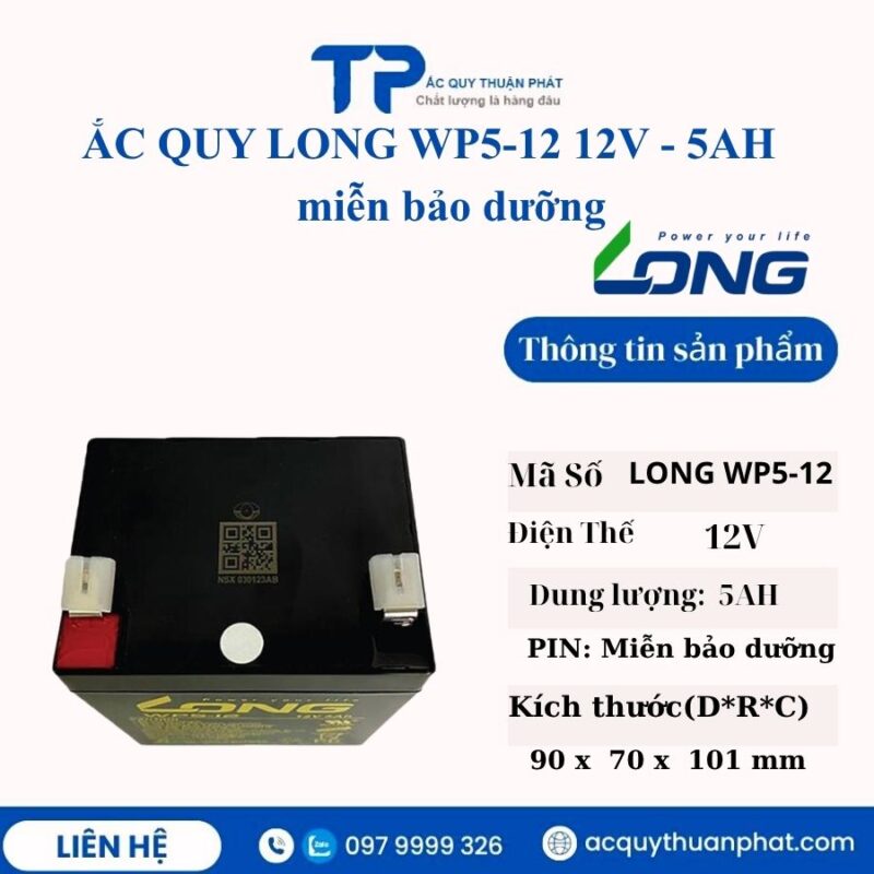 Ắc Quy Long WP5-12 12V - 5AH miễn bảo dưỡng