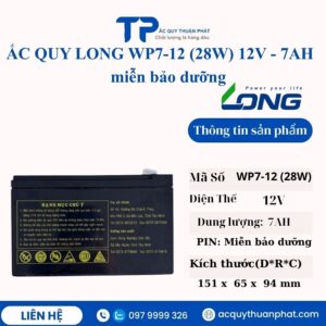 Ắc Quy Long WP7-12 (28W) 12V - 7AH miễn bảo dưỡng