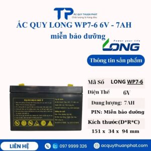 Ắc Quy Long WP7-6 12V - 7AH miễn bảo dưỡng
