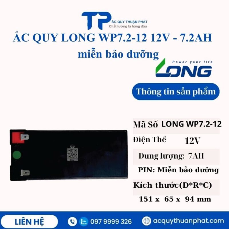 Ắc Quy Long WP7.2-12 12V - 7.2AH miễn bảo dưỡng