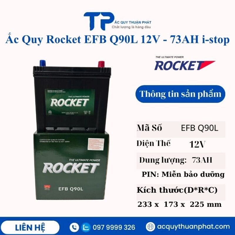 Ắc Quy Rocket EFB Q90L 12V - 73AH i-stop