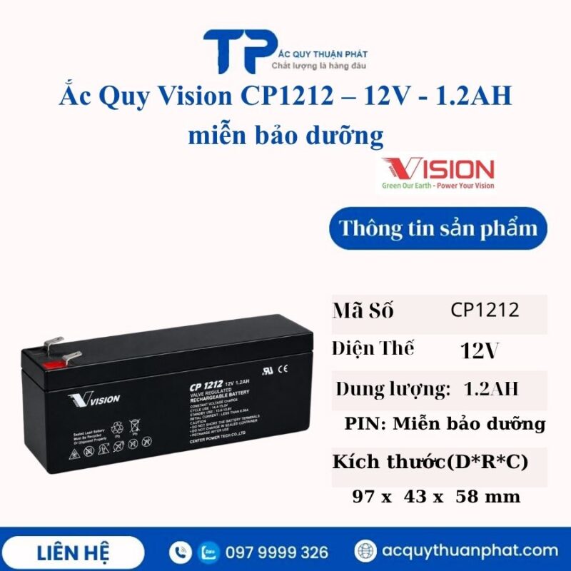 Ắc Quy Vision CP1212 12V - 1.2AH miễn bảo dưỡng