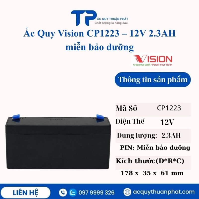 Ắc Quy Vision CP1223 - 12V 2.3AH miễn bảo dưỡng