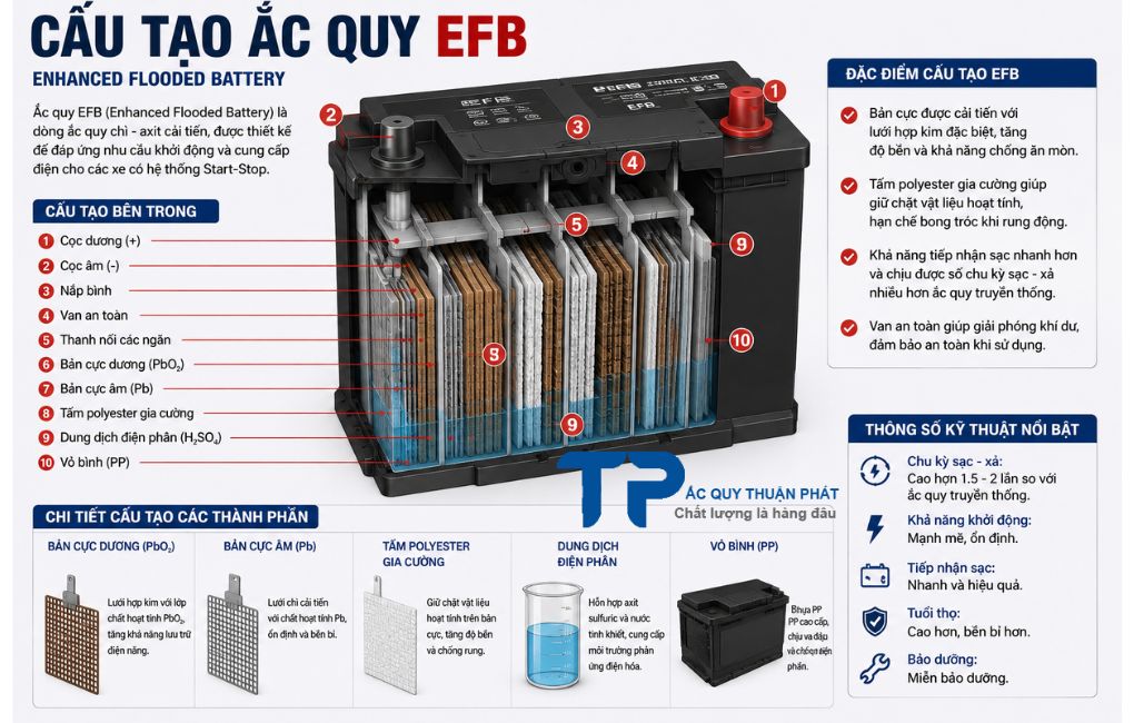 Cấu tạo ắc quy EFB