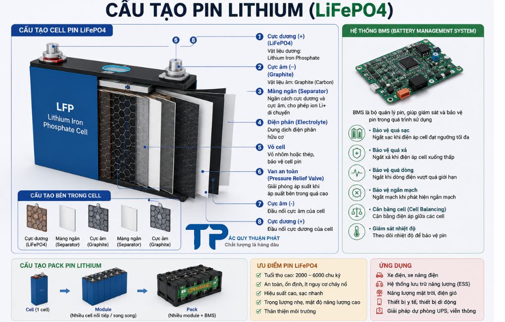 Cấu tạo Pin Lithium LifePo4