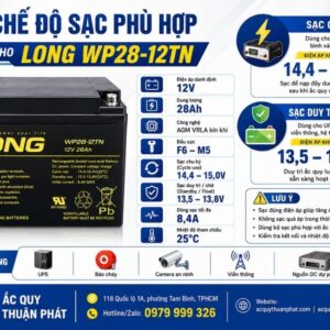 Chế độ sạc phù hợp ắc quy Long WP28-12TN