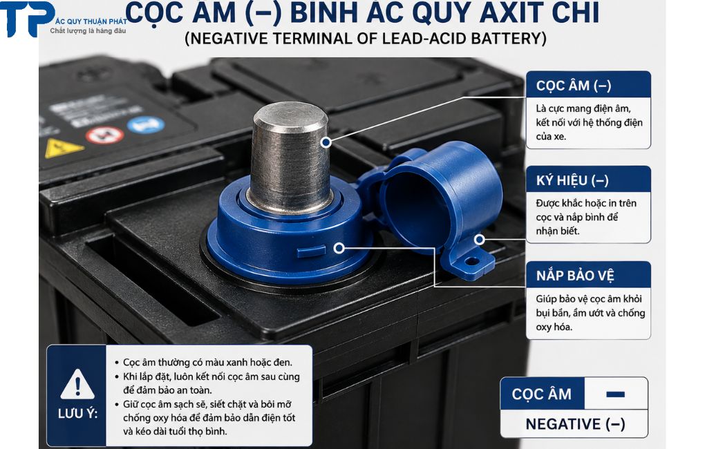 Cọc âm bình ắc quy axit chì
