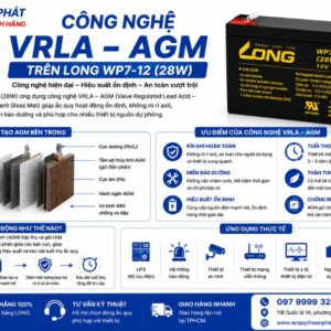 Công nghệ VRLA AGM trên Long WP7-12 (28W)