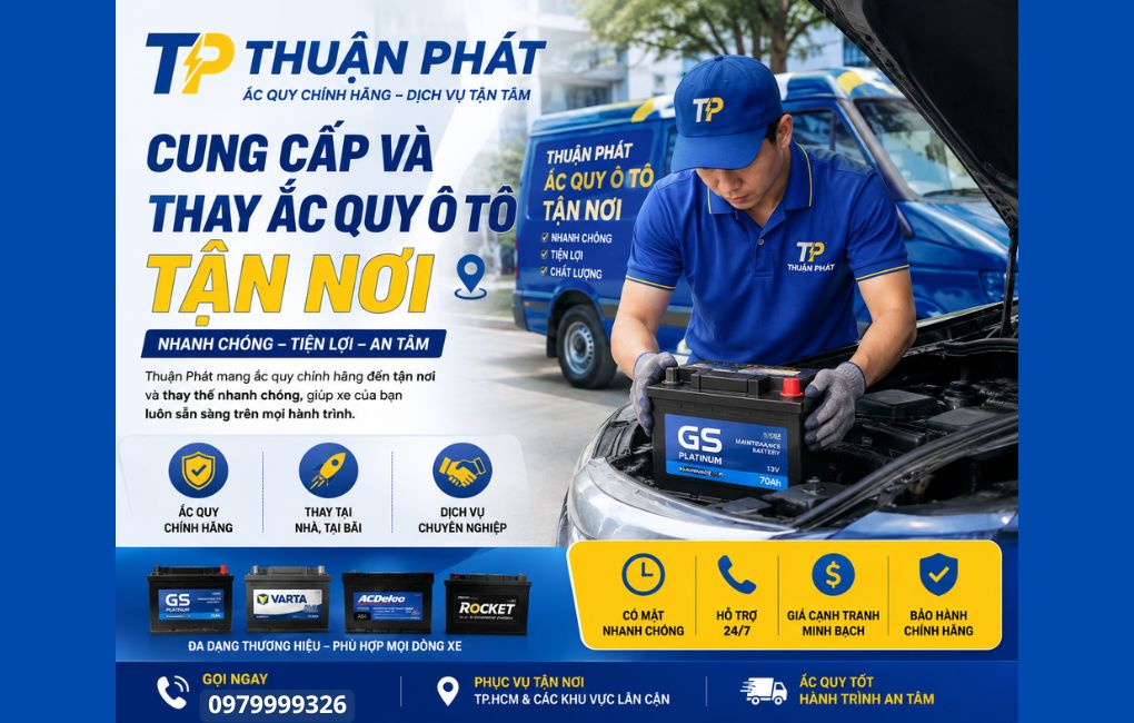 Cung cấp và thay ắc quy ô tô tận nơi