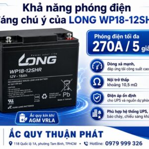 Khả năng phóng điện đáng chú ý ắc quy Long WP18-12SHR