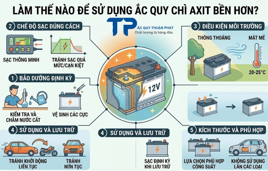 Làm thế nào để sử dụng ắc quy chì axit bền hơn