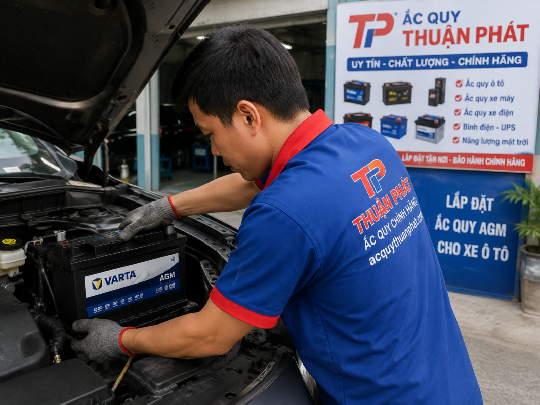 Nhân viên lắp đặt ắc quy AGM chuyên nghiệp