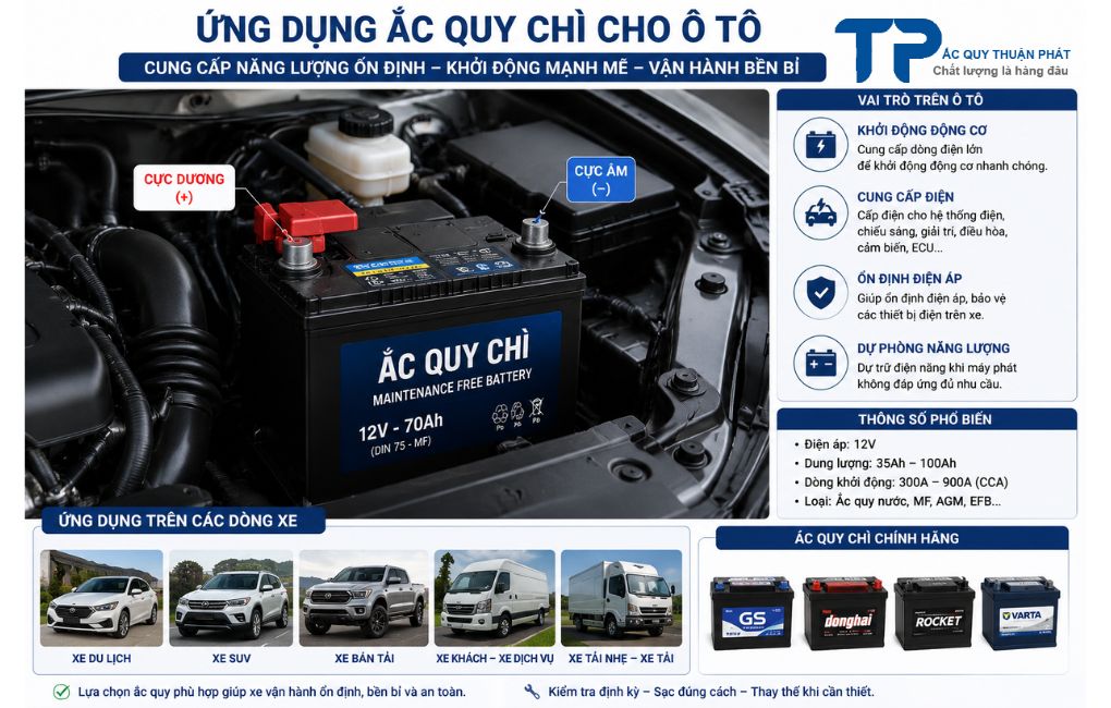 Ứng dụng ắc quy chì cho ô tô