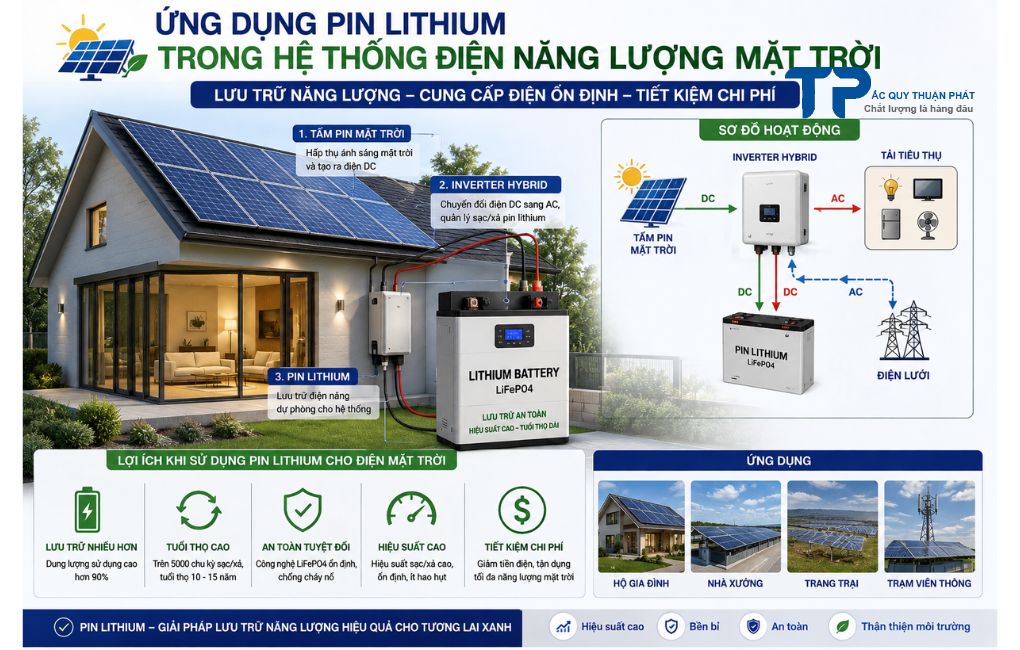 Ứng dụng Pin Lithium trong hệ thống điện năng lượng mặt trời