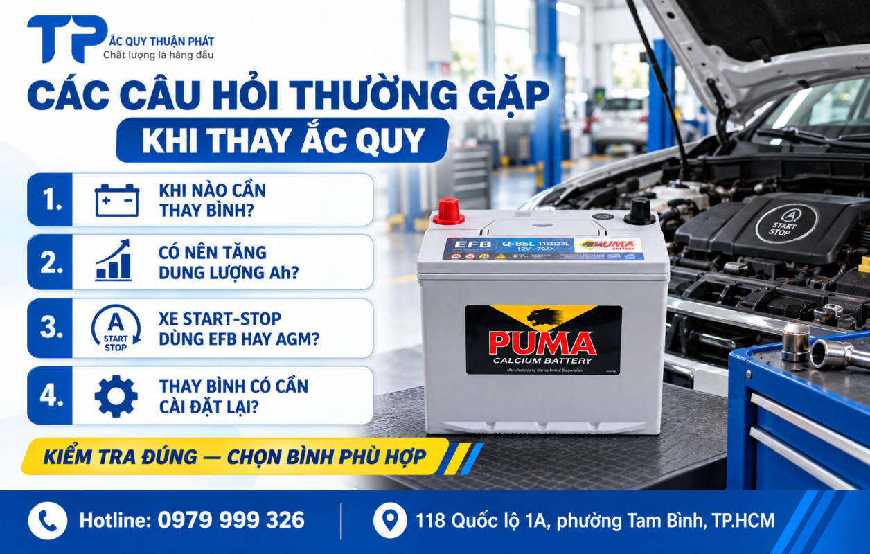 Các câu hỏi thường gặp khi thay ắc quy