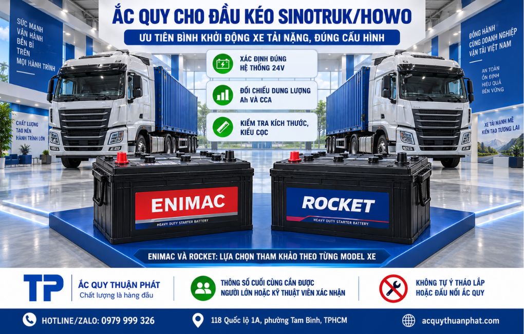 Ắc Quy cho xe đầu kéo Sinotruk Howo