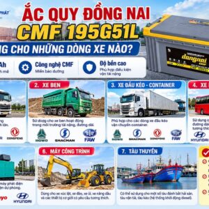 Ắc Quy Đồng Nai CMF 195G51L sử dụng xe nào