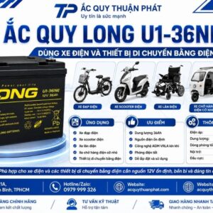 Ắc Quy Long U1-36NE dùng xe điện, thiết bị di chuyển bằng điện